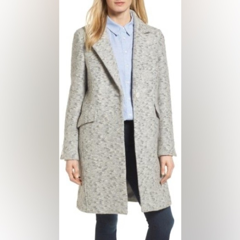 Diane von Furstenberg Women's Walking Coat Size Large Wool Alpaca Blend Gray